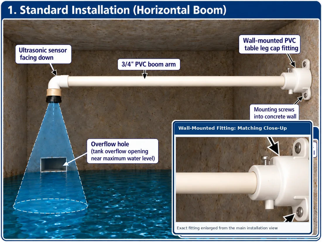 PVC wall mounting using a table-leg cap and removable retaining screw